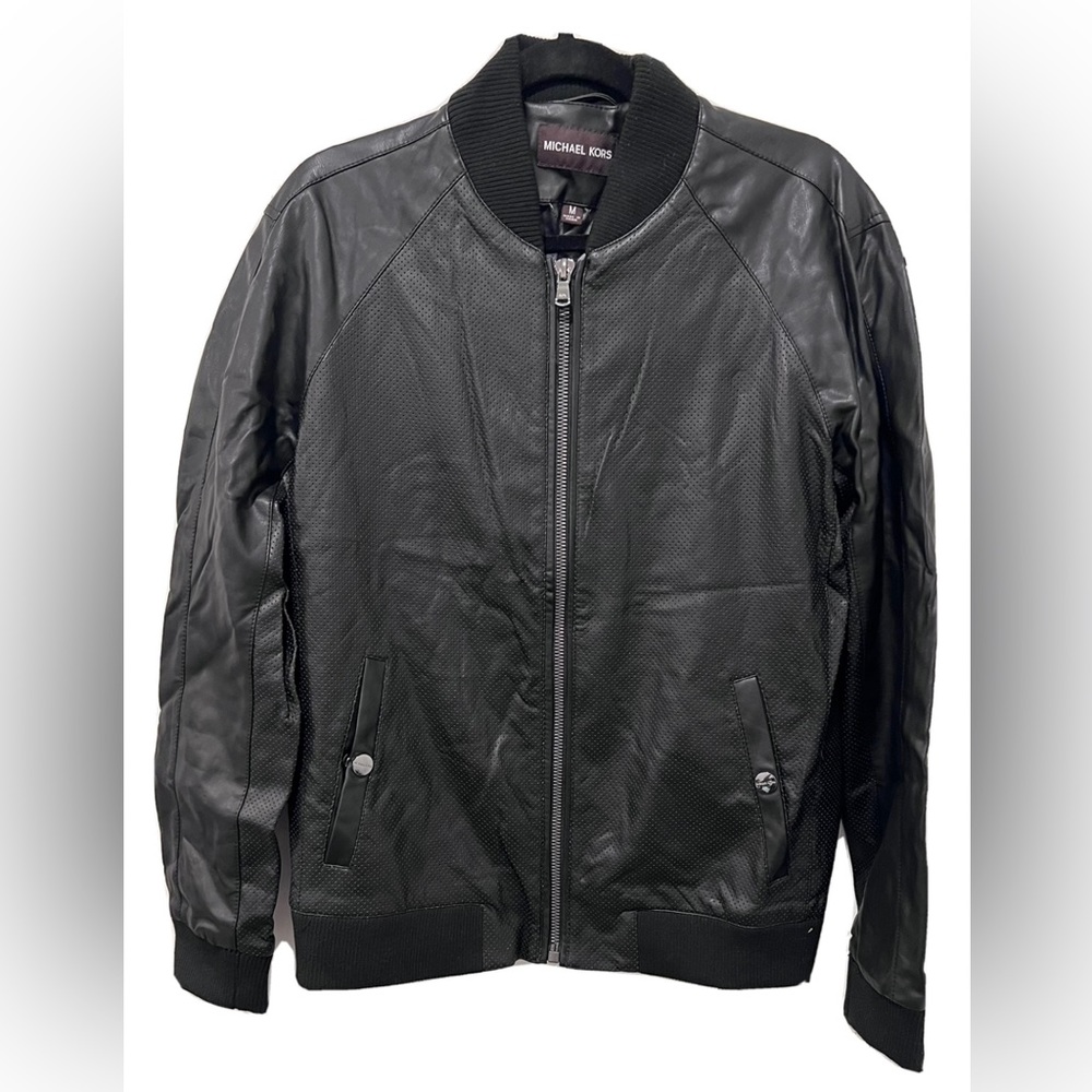 NWT Michael Kors Faux Leather Men’s Black Jacket Size Medium